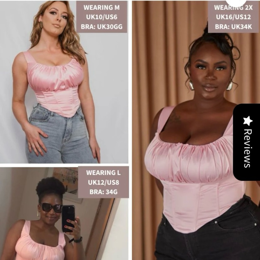 Pink Satin Corset Top - Picture 2 of 7